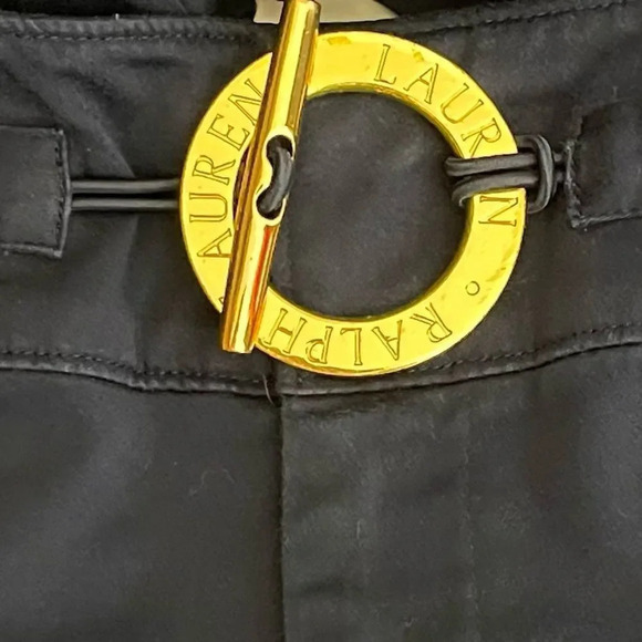 Lauren Ralph Lauren Cropped Pants Round Heavy Gold Belt Buckle Logo - Picture 6 of 8